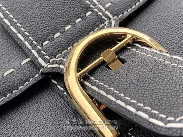 DELVAUX女包 Brillant系列手袋 手縫版黑色MM中號 德爾沃女手提包 女手拎包 Delvaux單肩斜挎包 DF0028手縫黑色  fcs1379